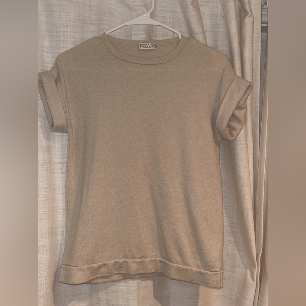 Brunello cucinelli cream colored cashmere shirt. Note 2 minor holes in photos